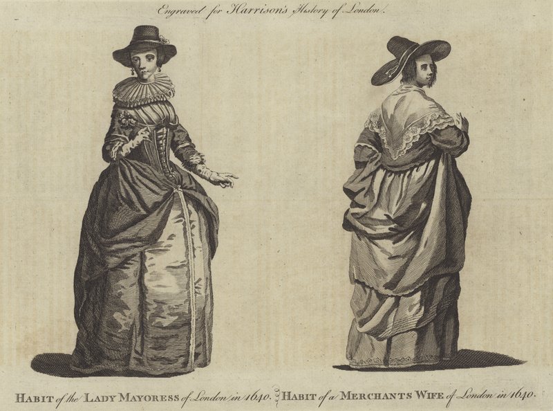 Zvyk londýnské lady Mayoress v roce 1640 a zvyk obchodní manželky z Londýna v roce 1640 od English School