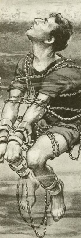 Harry Houdini, spoutaný a v řetězech, pod vodou od English School