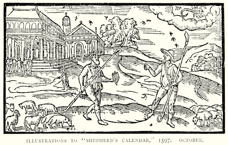 Ilustrace ke kalendáři pastýřů, 1597. Říjen od English School