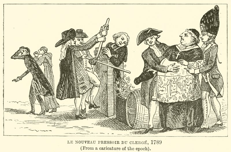 Le Nouveau Pressoir du Clerge, 1789, (z karikatury epochy) od English School