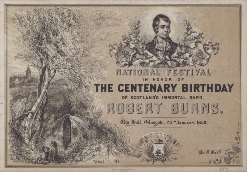 Národní festival na počest stého výročí narození Scotlands Immortal Bard, Robert Burns, 25. ledna 1859 od English School