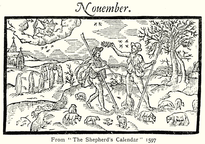 listopadu, z kalendáře pastýřů, 1597 od English School