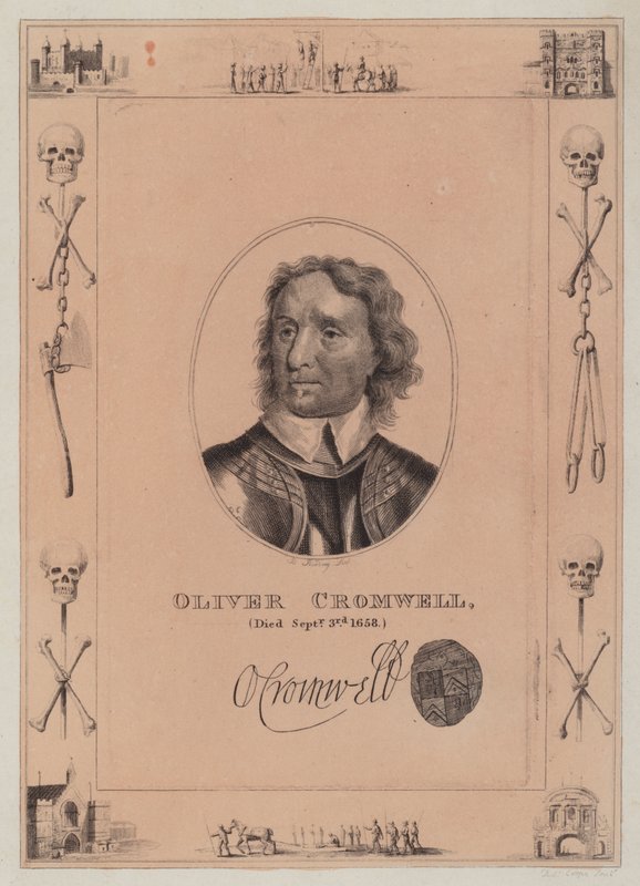 Oliver Cromwell, zemřel 3. září 1658 od English School