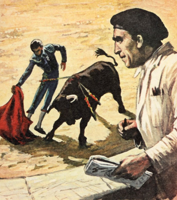 Pablo Picasso sleduje býčí zápasy od English School
