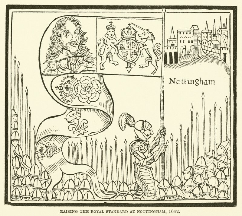 Zvýšení královského standardu v Nottinghamu, 1642 od English School