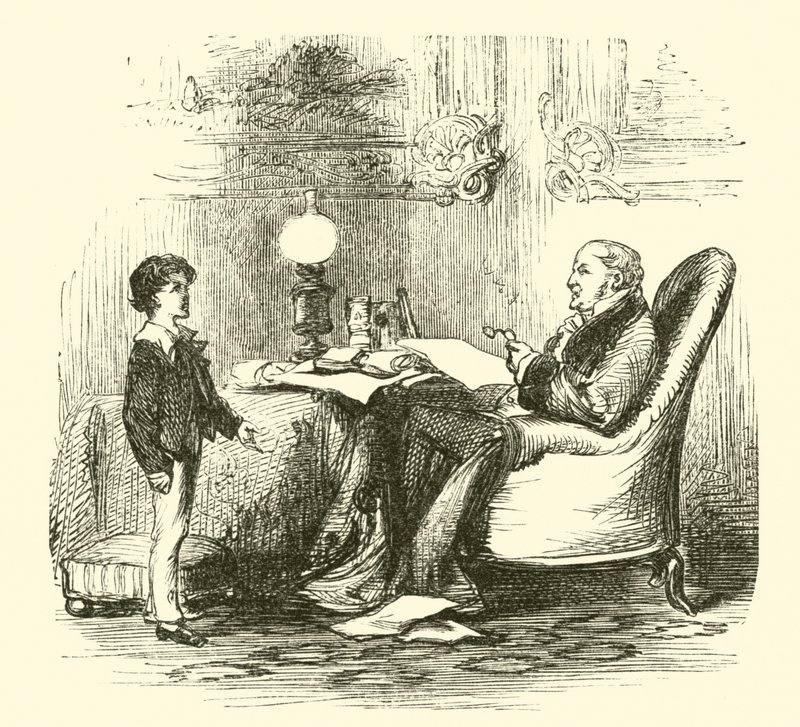 Robert Peel na řečnické praxi se svým otcem od English School