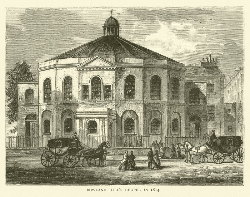 Rowland Hills Chapel v roce 1814 od English School