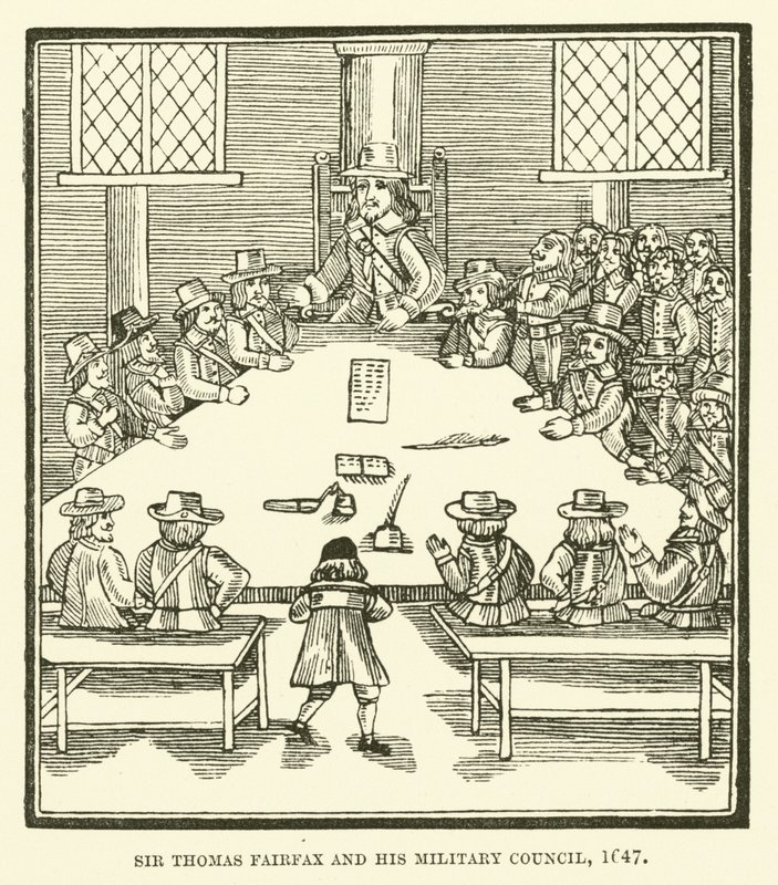 Sir Thomas Fairfax a jeho vojenská rada, 1647 od English School