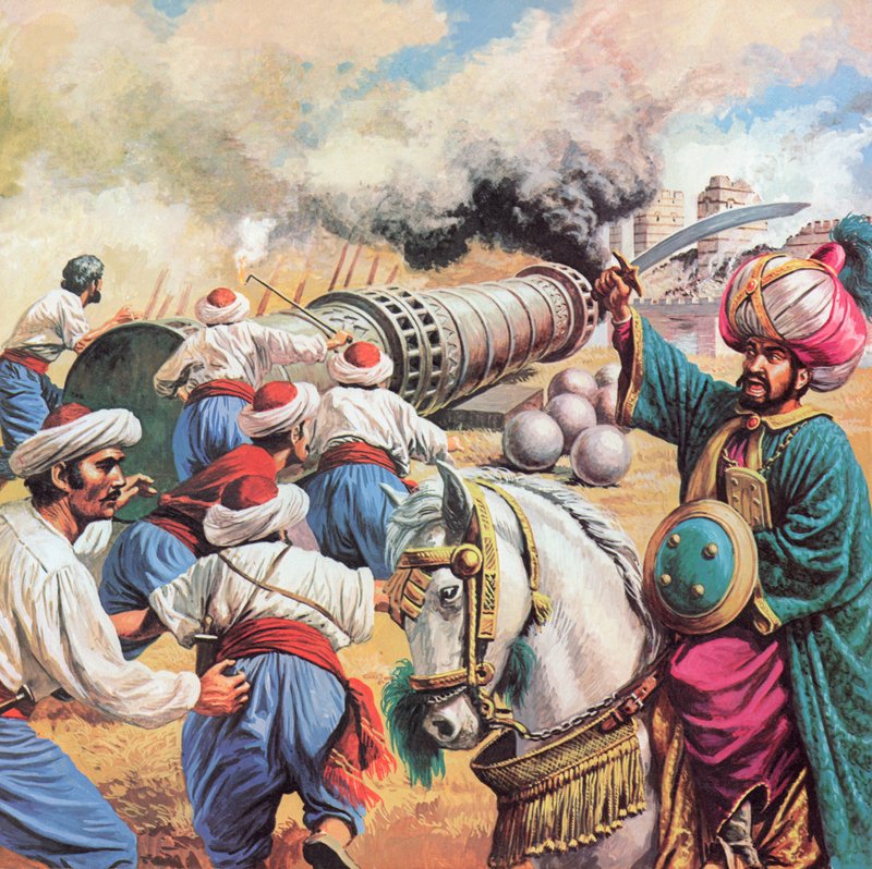 Sultán Mehmed obléhá Konstantinopol, 1453 od English School