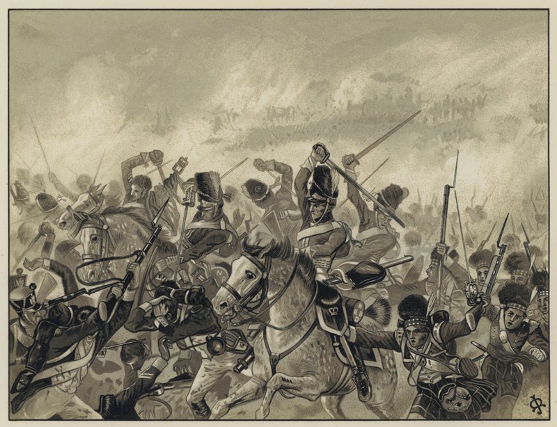 Šedí a devadesátá sekunda ve Waterloo, 18. června 1815 od English School