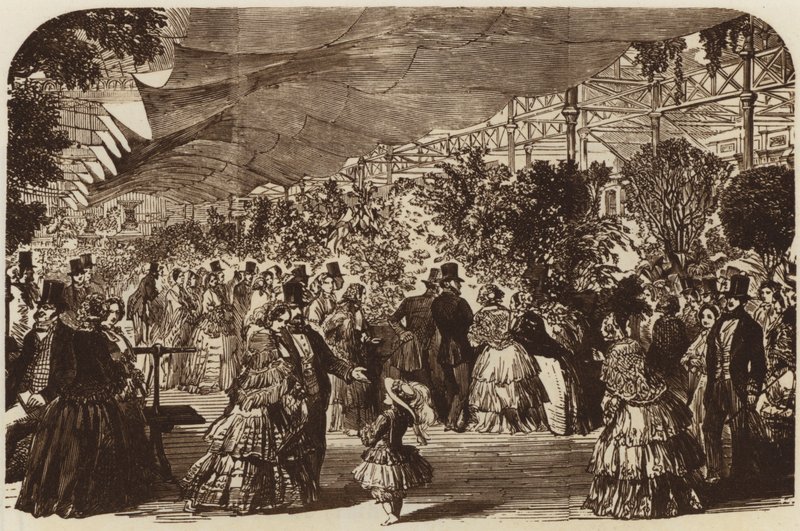Zahradnická výstava, východní loď, 1855 (hlubotisk) od English School