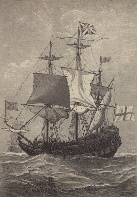 Zvednutí prvního Union Jack na moři, 1606 od English School