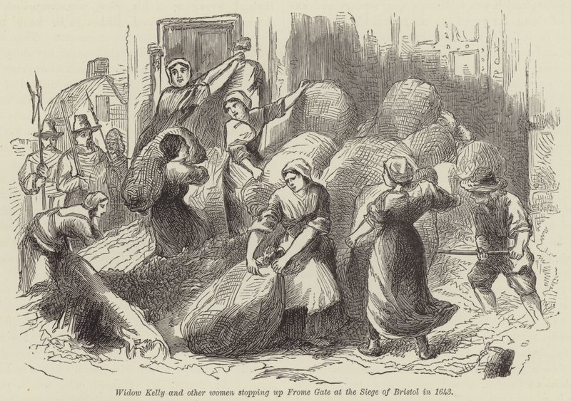 Vdova Kelly a další ženy zastavily Frome Gate při obléhání Bristolu v roce 1643 od English School