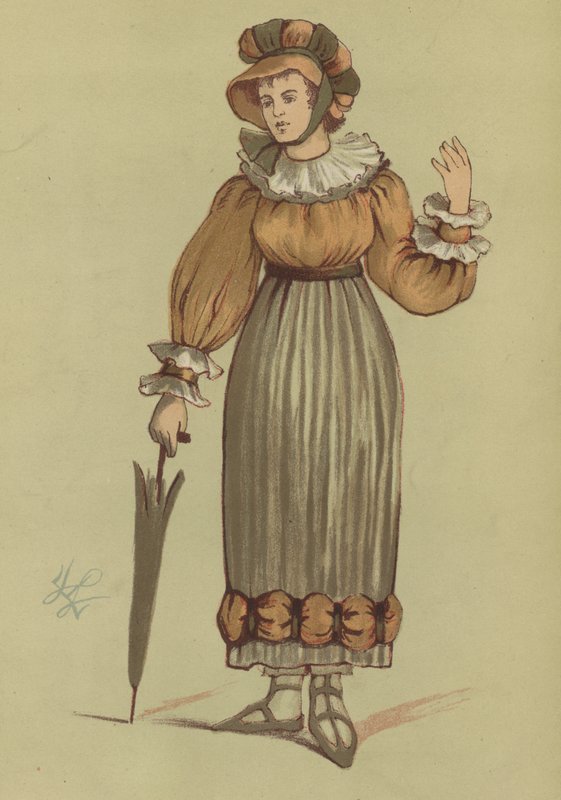 Dámský kostým z doby vlády Jiřího IV., 1820 od English School
