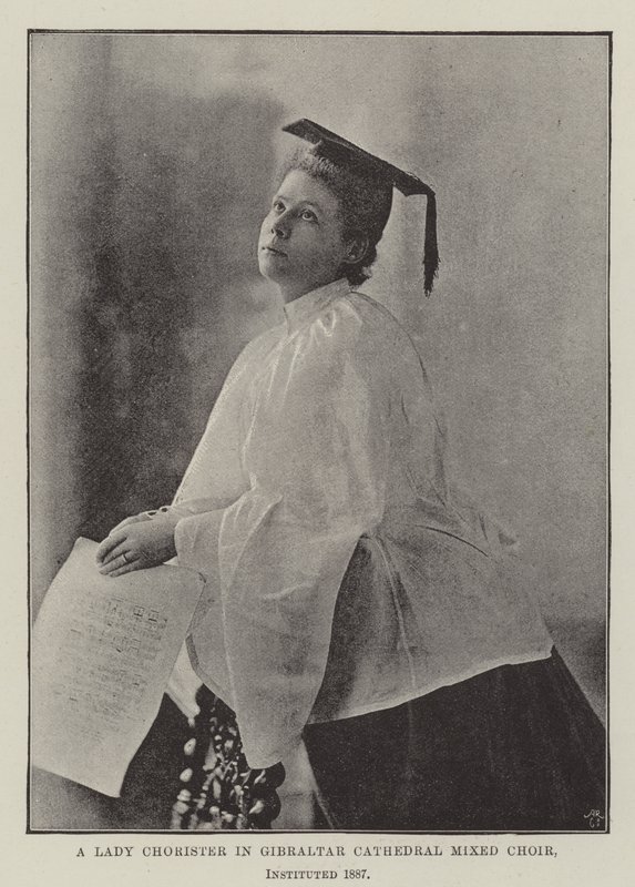 Smíšený sbor Lady Chorister v Gibraltarské katedrále, založený v roce 1887 od English Photographer
