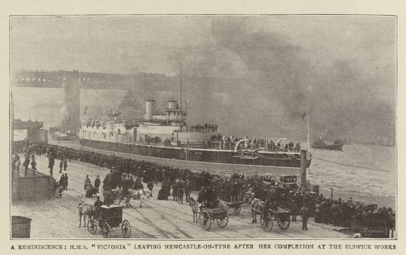 Vzpomínka, HMS Victoria opouští Newcastle-on-Tyne po svém dokončení v Elswick Works od English Photographer