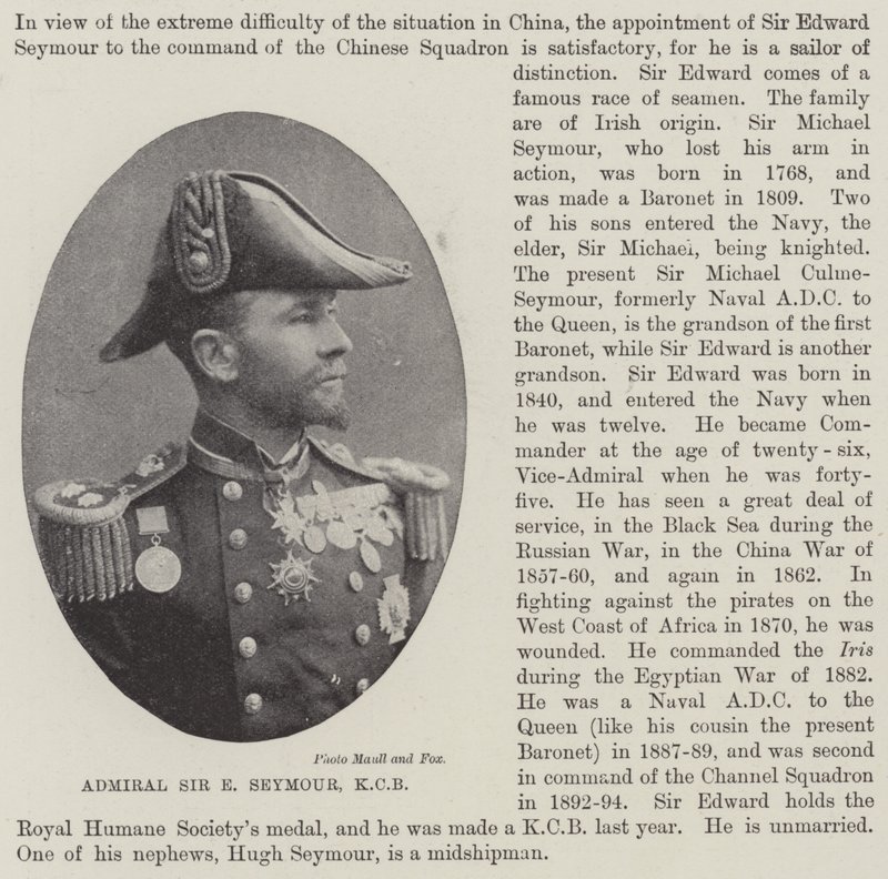 Admirál Sir E Seymour, KCB od English Photographer