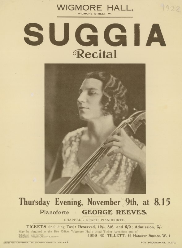 Reklama na recitál Suggia ve Wigmore Hall od English Photographer