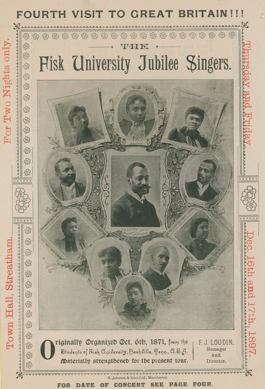 Reklama na vystoupení The Fisk University Jubilee Singers od English Photographer