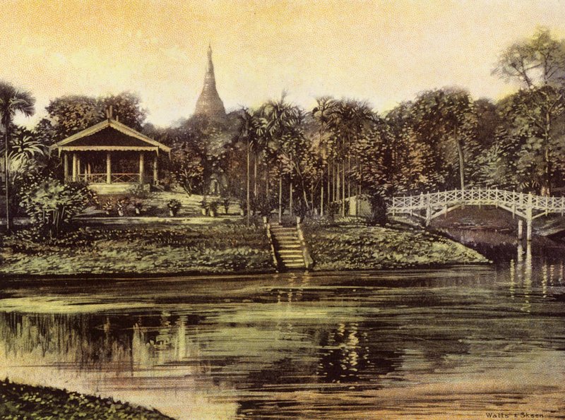 Barma / Myanmar: Pagoda z kantonových zahrad (barevné foto) od English Photographer