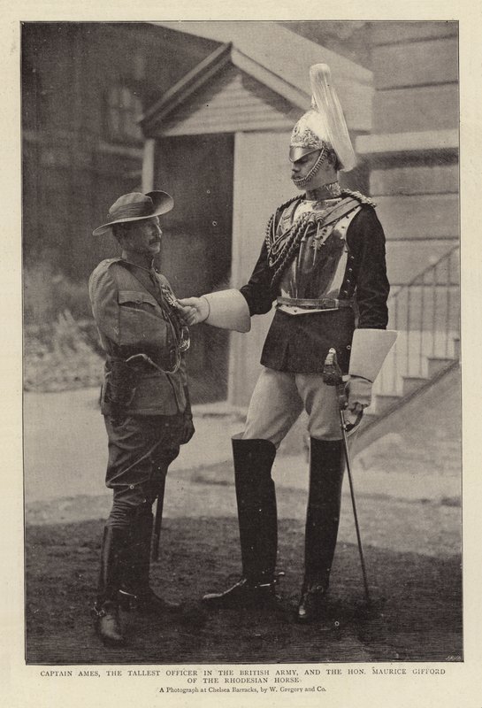 Kapitán Ames, nejvyšší důstojník v britské armádě, a ctihodný Maurice Gifford z Rhodesian Horse od English Photographer