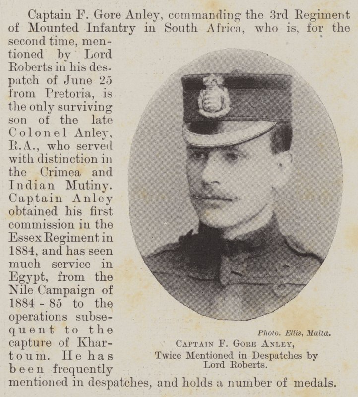 Kapitán F Gore Anley, dvakrát zmíněný v Despatches od lorda Robertse od English Photographer