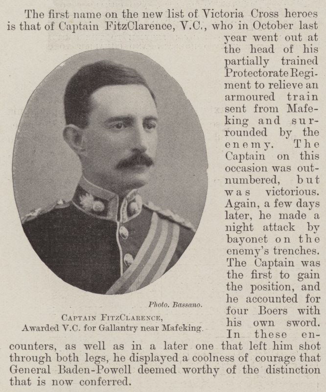 Kapitán FitzClarence, udělen VC za Galantry poblíž Mafekingu od English Photographer