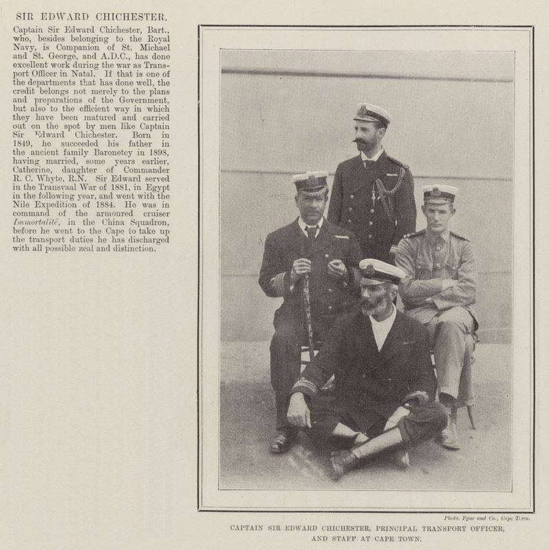 Kapitán Sir Edward Chichester, hlavní dopravní důstojník a štáb v Kapském Městě od English Photographer