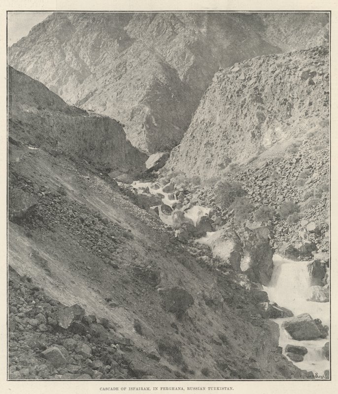 Cascade of Isfairam, ve Ferghaně, ruský Turkistán od English Photographer