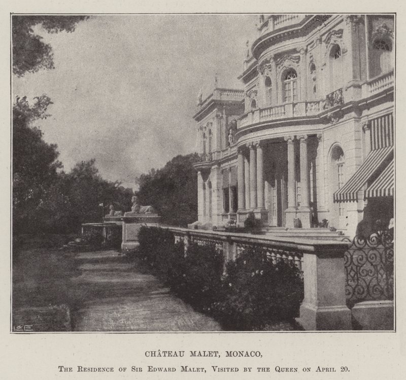 Chateau Malet, Monako, rezidence sira Edwarda Maleta, královna navštívila 20. dubna od English Photographer