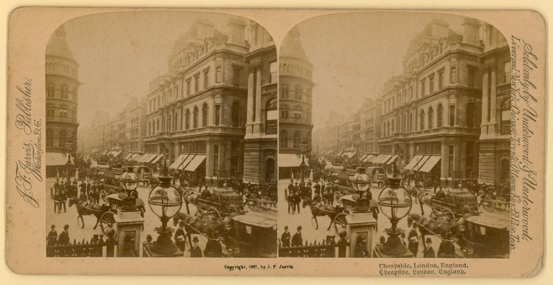 Cheapside, Londýn; stereoskopický obraz od English Photographer