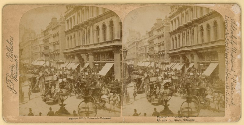 Cheapside, Londýn; stereoskopický obraz od English Photographer