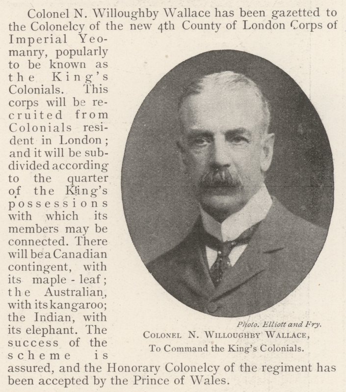 Plukovník N Willoughby Wallace, aby velel Kings Colonials od English Photographer