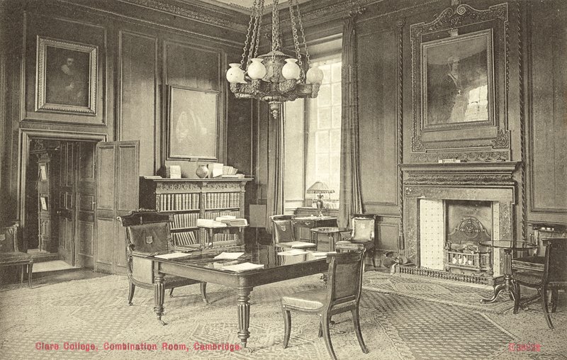 Kombinovaná místnost, Clare College, Cambridge (černobílá fotografie) od English Photographer