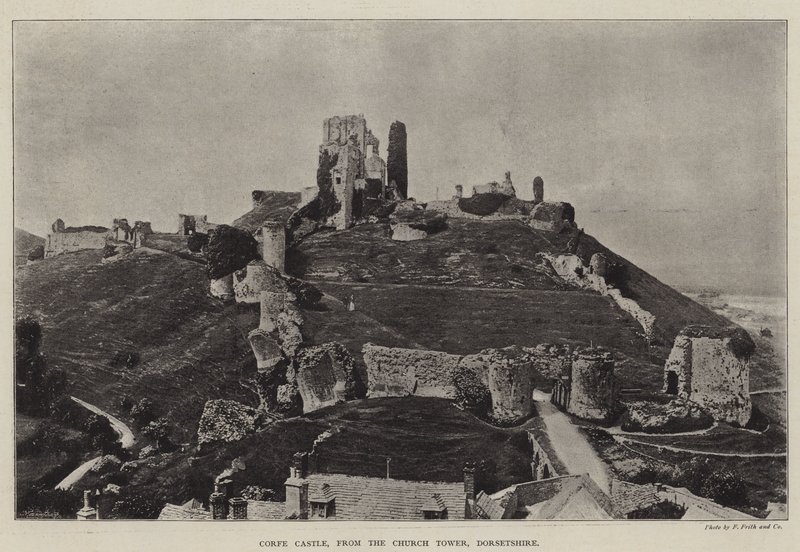 Hrad Corfe, z Church Tower, Dorsetshire od English Photographer