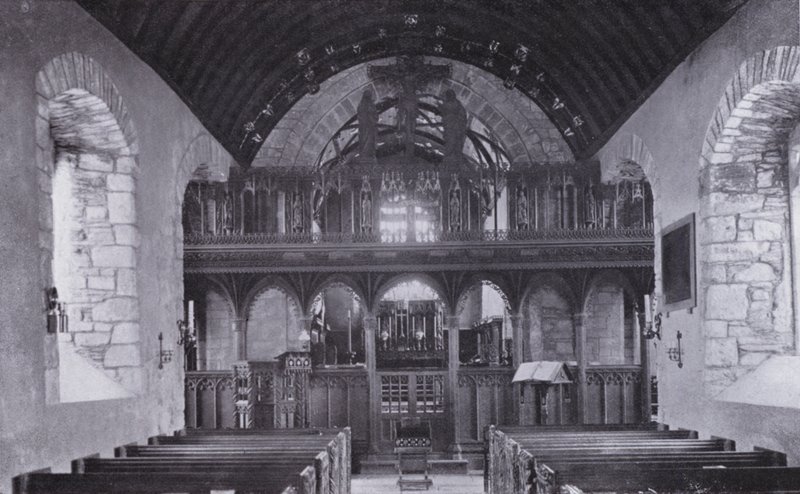 Cornwall: The Screen, St Crantock Church (černobílá fotografie) od English Photographer