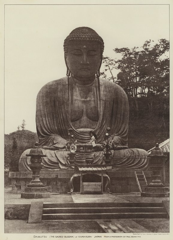 Daibutsu, posvátný Buddha, v Kamakura, Japonsko (černobílá fotografie) od English Photographer