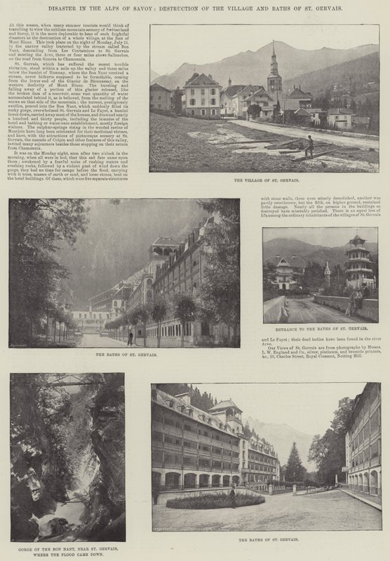 Katastrofa v Savojských Alpách, zničení vesnice a lázní St Gervais od English Photographer