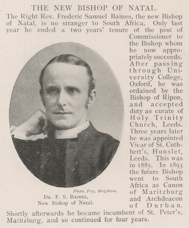 Dr F. S. Baines, nový biskup z Natalu od English Photographer