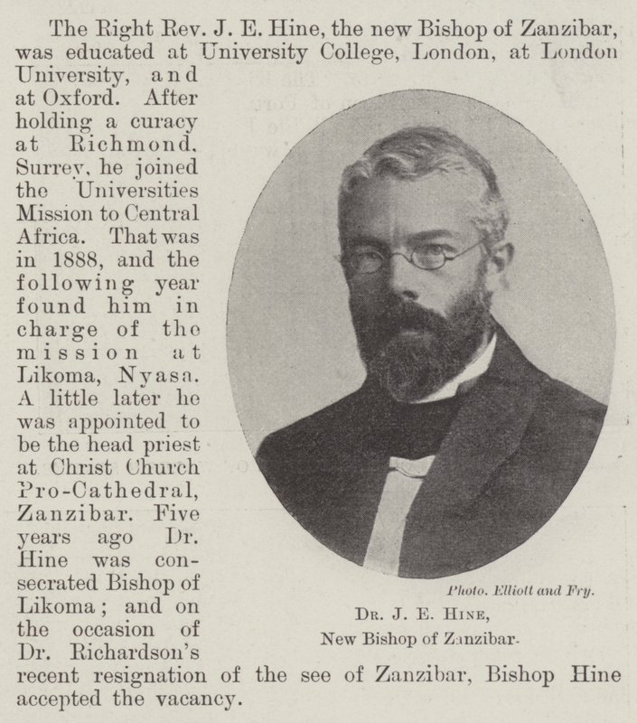 Dr J E Hine, nový biskup Zanzibaru od English Photographer