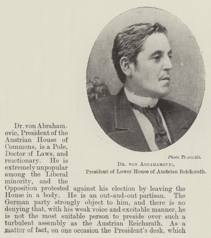 Dr von Abramovich, předseda Dolní sněmovny rakouské Reichsrat od English Photographer