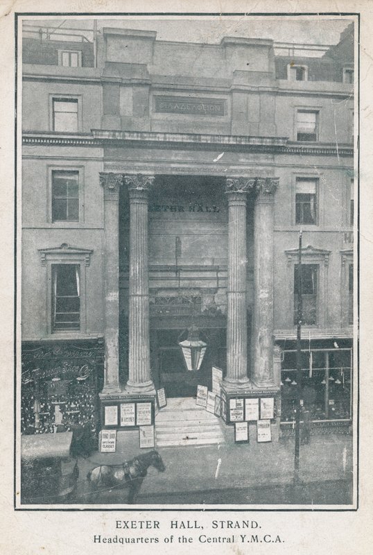 Exeter Hall, Strand, ředitelství Central YMCA od English Photographer