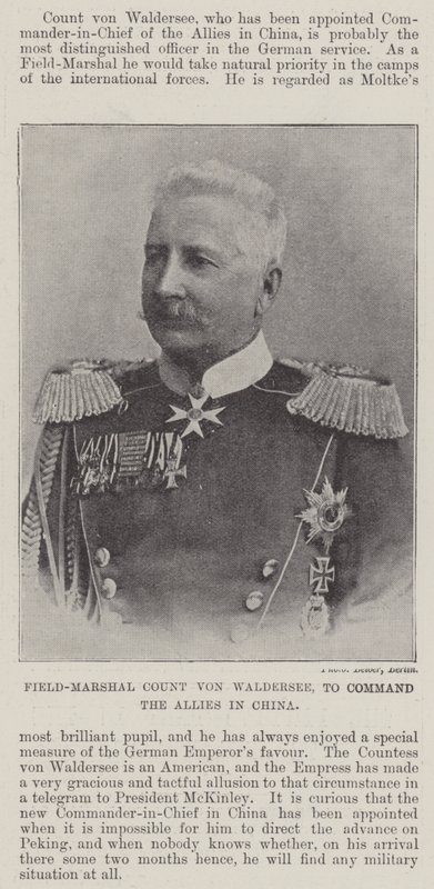 Polní maršál hrabě von Waldersee, aby velel spojencům v Číně od English Photographer