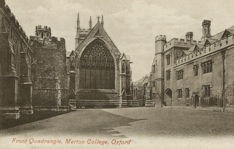 Front Quad, Merton College, Oxford, Oxfordshire (černobílá fotografie) od English Photographer