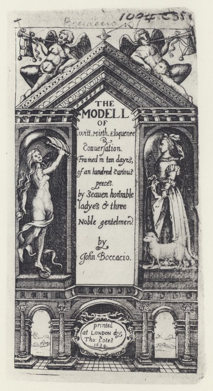 G Boccaccio, The Modell of Witt, Decameron, T Cotes pro B Allena a W Hope 1634 (č/b foto) od English Photographer
