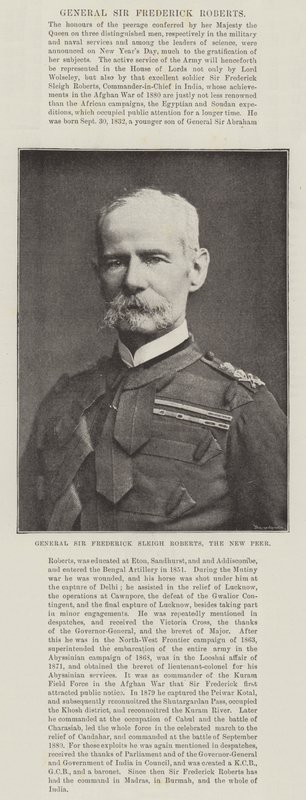Generál Sir Frederick Sleigh Roberts, Nový Peer od English Photographer