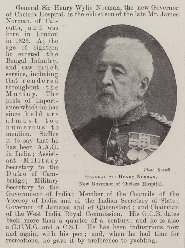Generál sir Henry Norman, nový guvernér nemocnice Chelsea od English Photographer