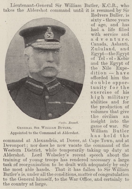 Generál sir William Butler, jmenovaný do velitelství v Aldershotu od English Photographer
