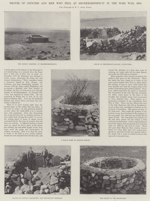 Hroby důstojníků a mužů, kteří padli u Bronkhorstspruitu v búrské válce, 1880 od English Photographer