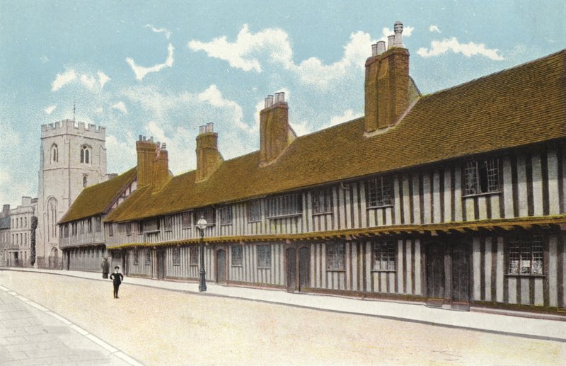 Guild Chapel, gymnázium a Alms Houses, Stratford-on-Avon od English Photographer